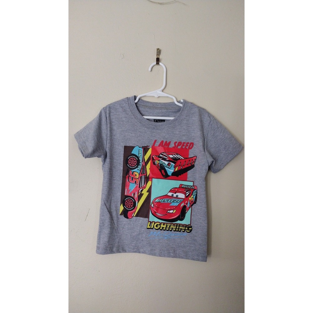 Disney Pixar Cars Lightning McQueen Gray Graphic T-Shirt Kids Size 4T